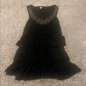 Elegant Black top with Beaded Neckline